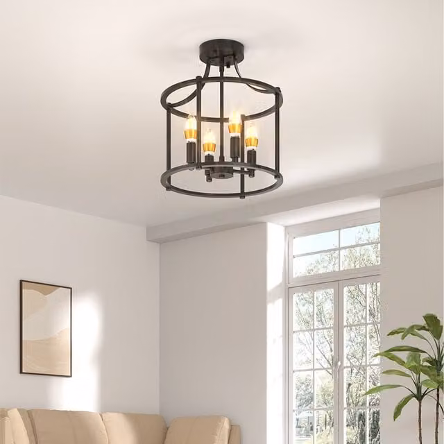 Komore Industrial Black Metal Cylinder Ceiling Light