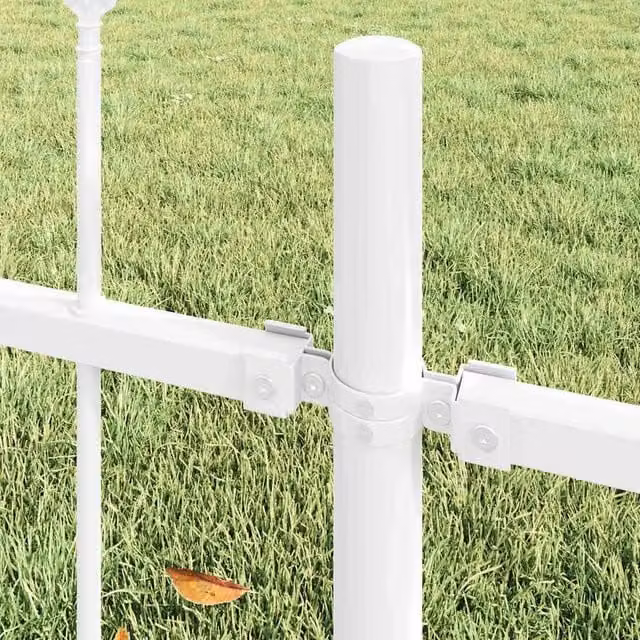 Berkfield Home White Steel Garden Fence with Spear Top, H: 170 cm, W: 60 cm – 1