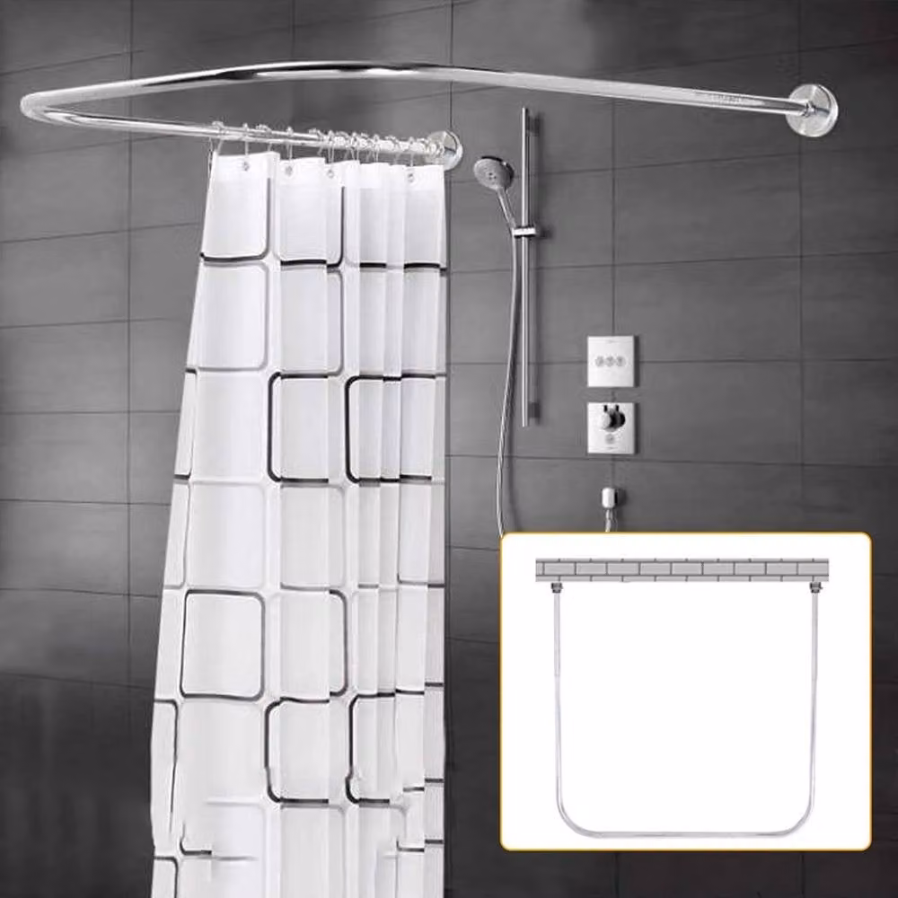 Ventryn U-Shape Curved Stainless Steel Shower Curtain Rod, Silver, 320 cm – 2