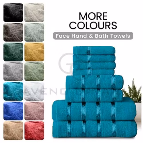 Gaveno Cavailia 8 Piece Cotton Towel Set in Petrol Blue, 450 GSM, Includes 4 Face Towels, 2 Hand Towels and 2 Bath Towels – 5