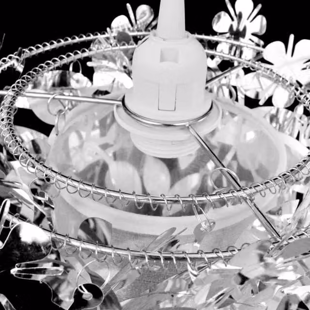 Berkfield Home Leaves Paillette Pendant Chandelier Lamp, Silver, W/D/H: 21.5 x 21.5 x 30 cm – 1