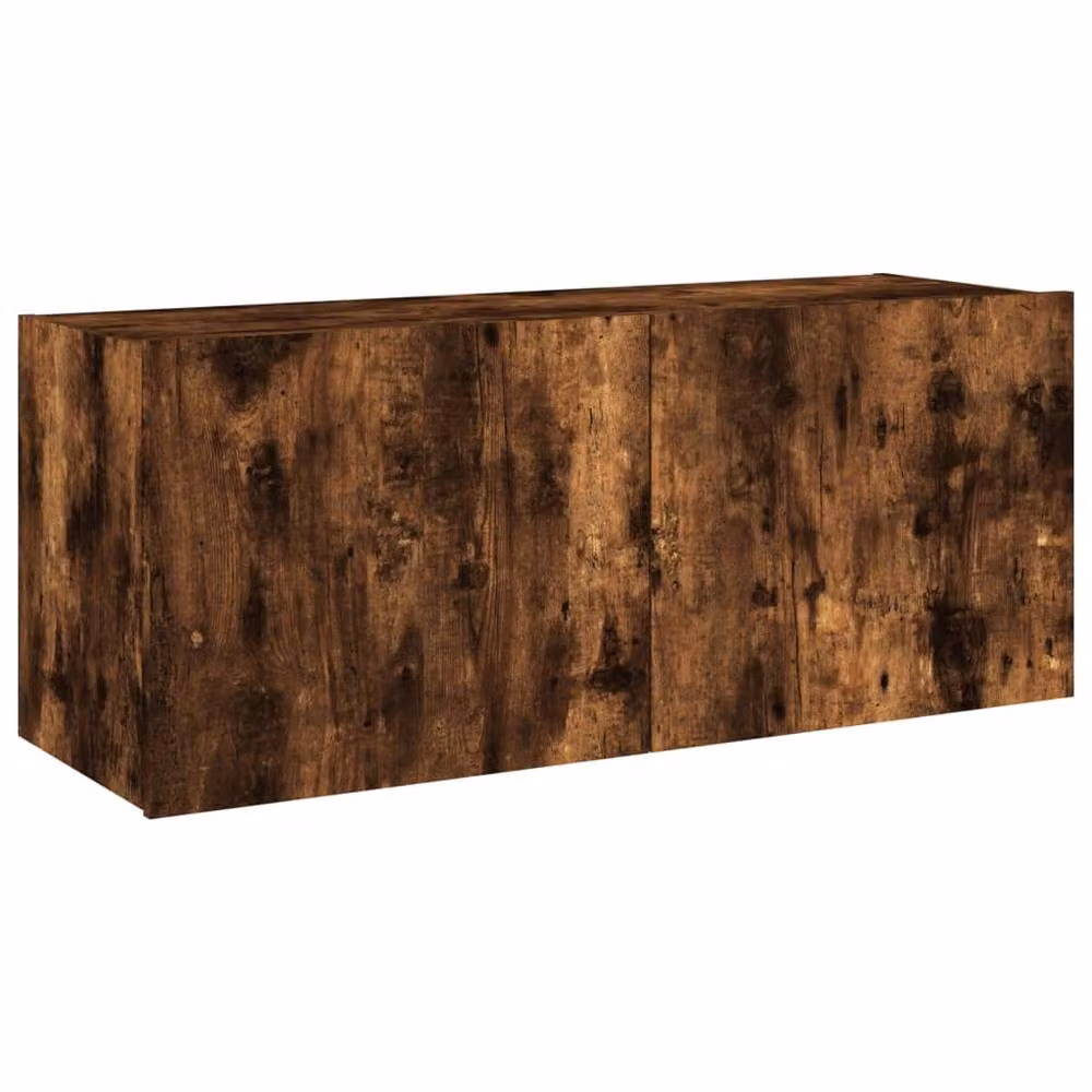 Berkfield Home Modern Wall Mounted TV Cabinet with Integrated LED Lights in Smoked Oak Brown, W/D/H: 100 x 35 x 41 cm – 3