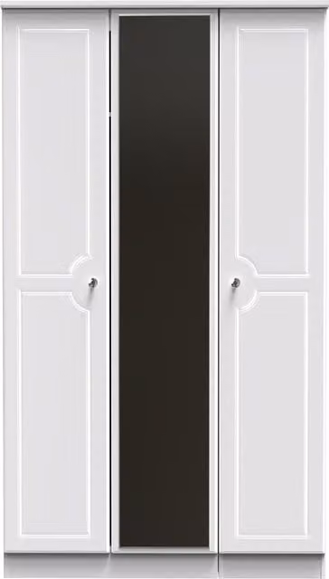 Ready Assembled 2 U Stratford Tall Triple Mirror Wardrobe in White Glossy Finish