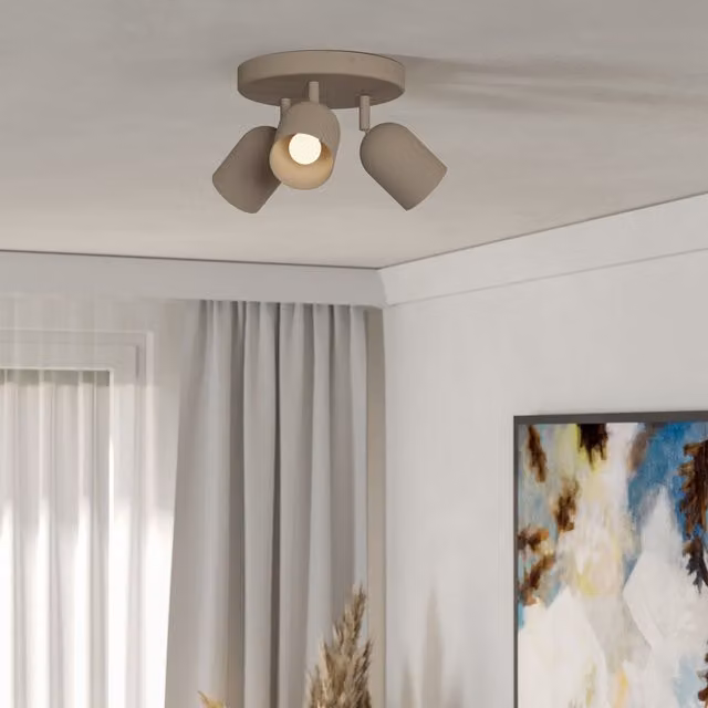Eglo Tilston Minimalist Triple Ceiling Spotlight in Sandy Metal