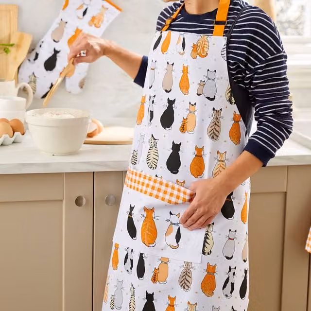 Ulster Weavers Cats In Waiting Woven Cotton Apron in Orange