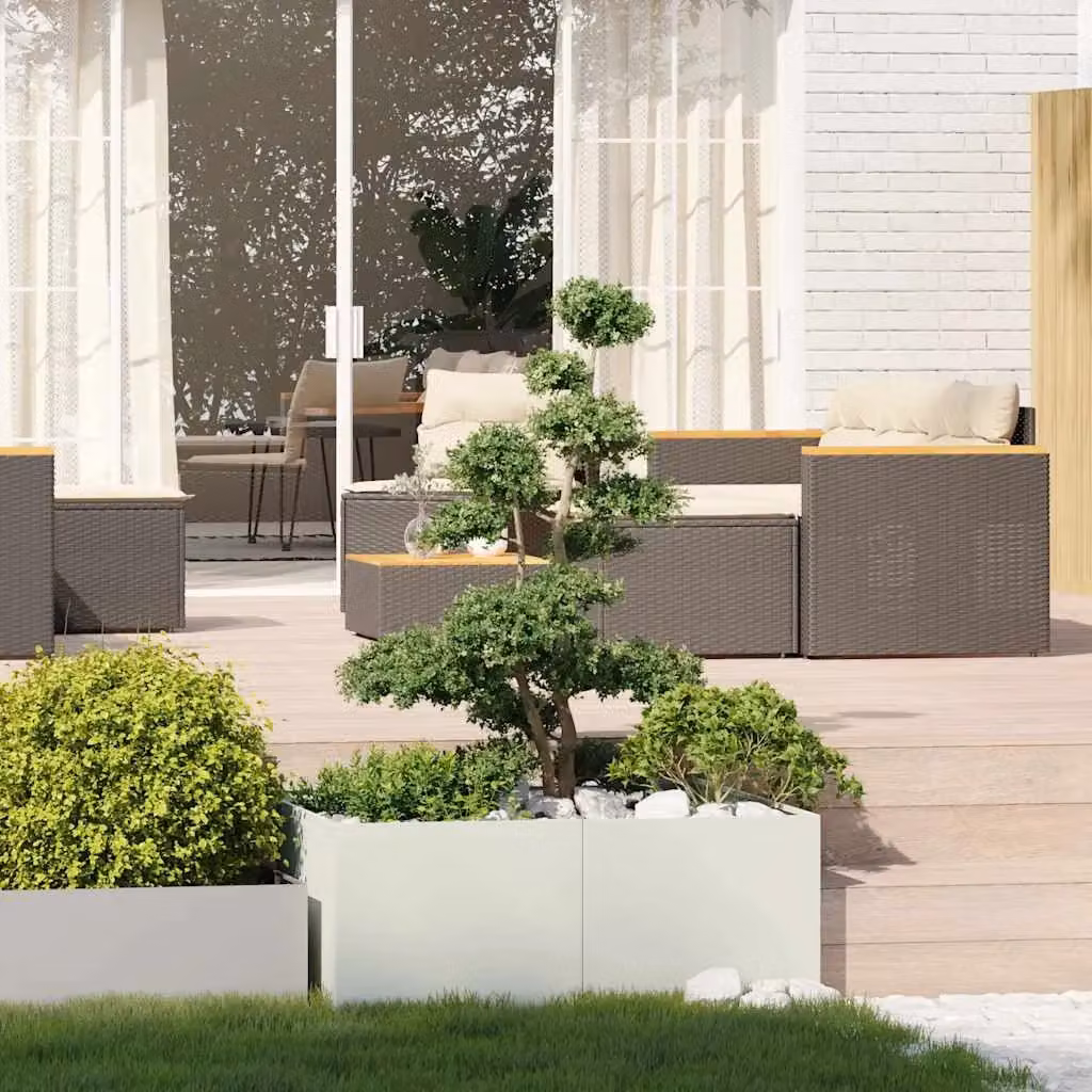 Berkfield Home Steel Planter Tub in White, W/D/H: 100 x 100 x 40 cm – 2