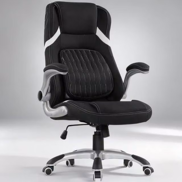 ERGOVEXA Black Fabric Executive Office Chair with Armrests and Weight Adjustment