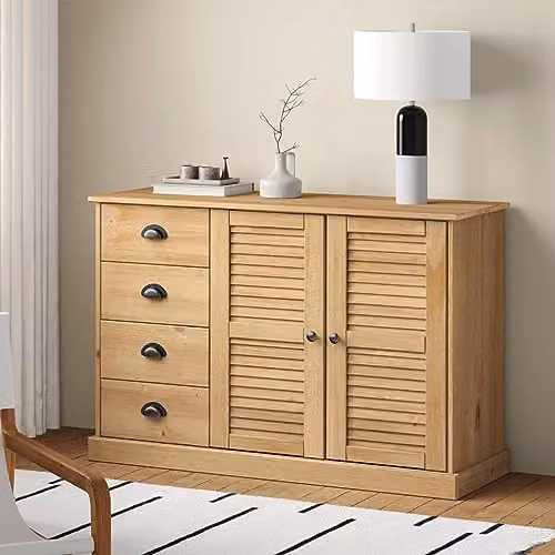 vidaXL VIGO Sideboard with Drawers in Brown Solid Wood Pine, W/D/H: 113 x 40 x 75 cm – 2