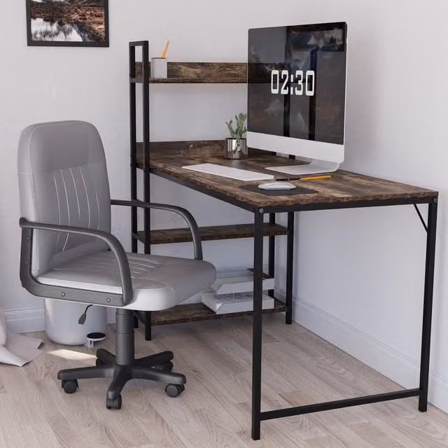 Vida Designs Morton Modern Grey Synthetic Leather Swivel Task Chair with Armrests