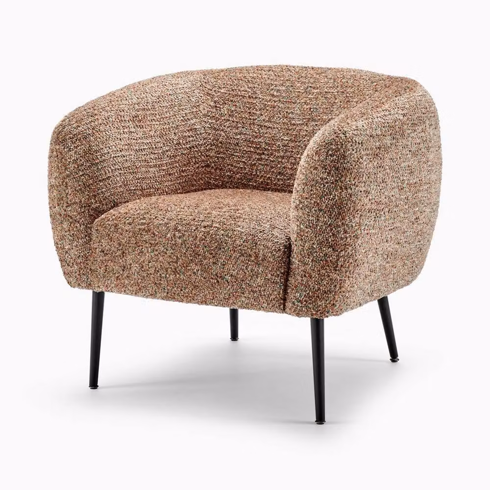 FurnitureboxUK Veda Orange Fabric Accent Tub Chair with Armrests and Solid Wood Frame – 2