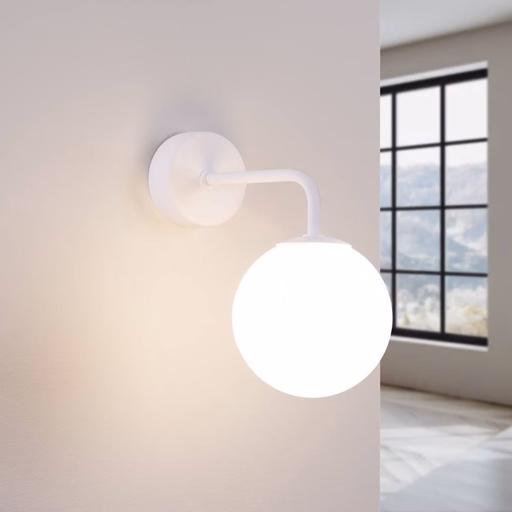 Sollux Lighting minimalist sphere wall lamp in white, W/D/H: 21 x 10 x 22 cm – 2