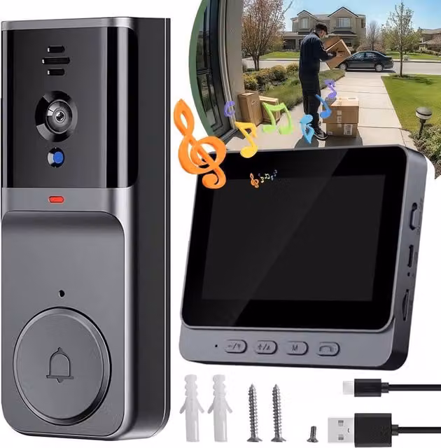 FLAVORA HD Wireless Video Doorbell in Black