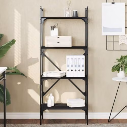 vidaXL 4-Tier Industrial Bookcase in Black, W/D/H: 56 x 31.5 x 138.5 cm – 2