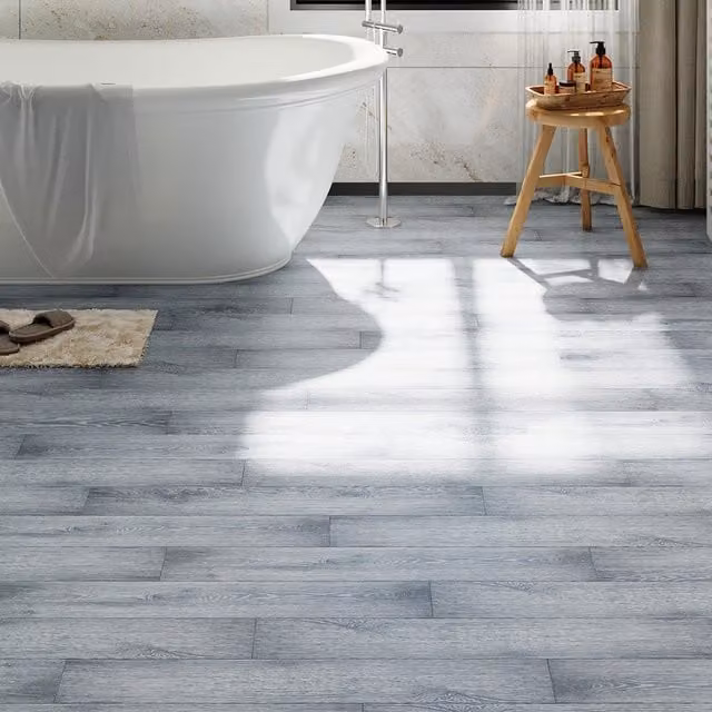Darphe 36-Piece Self-Adhesive Wood-Look PVC Flooring Planks in Blue-Grey