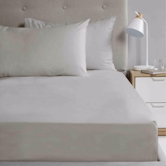 Rapport Home So Soft Microfibre 180 Thread Count Polyester Fitted Sheet, Silver, W: 140 cm, L: 200 cm