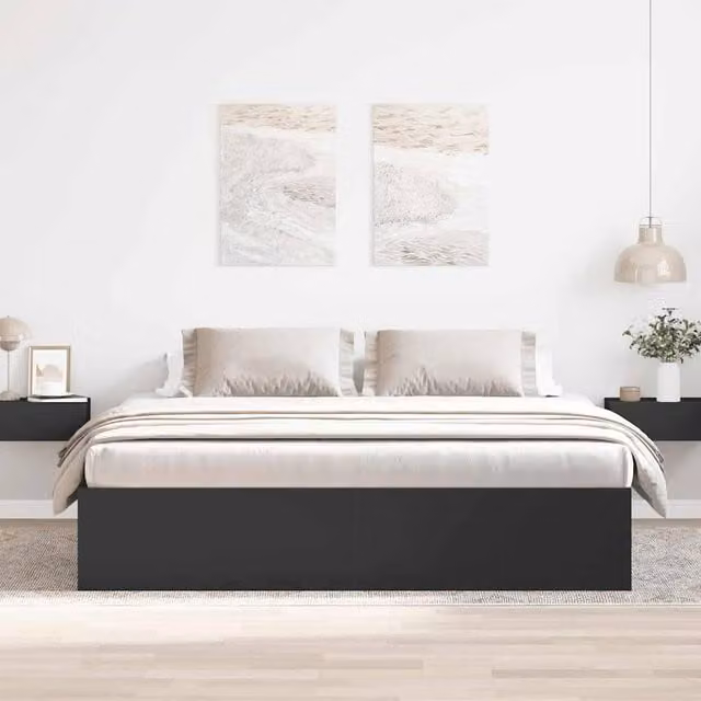 Berkfield Home Modern Bed Frame in Black, W/D/H: 180 x 203 x 35 cm (Super King Size)