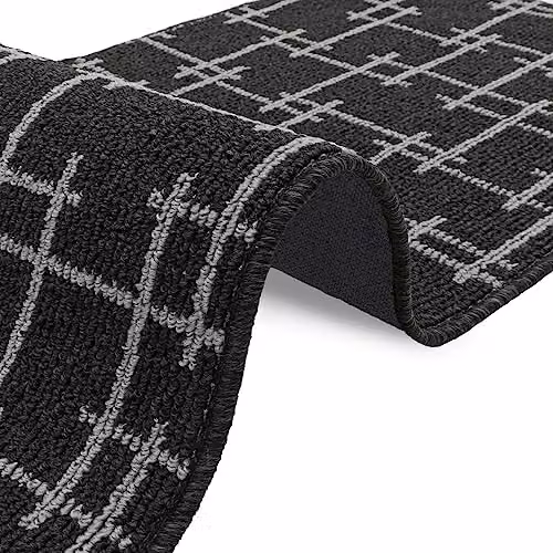 JVL Vector Machine Washable Latex Backed Runner Doormat with Criss-cross Design, Black, W: 57 cm, L: 150 cm – 5