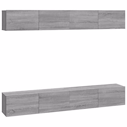 vidaXL Set of 4 Wall-Mounted TV Cabinets in Grey Sonoma Wood, W/D/H: 100 x 30 x 30 cm – 1