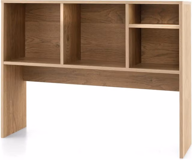 COSTWAY Modern Wall Mounted Open Back Bookcase in Brown