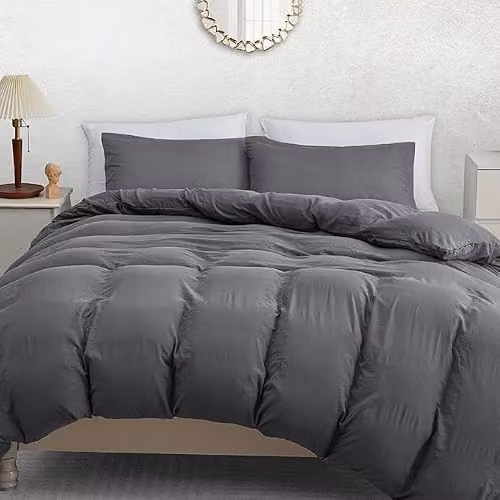 Pamposh Pack of 4 Grey Microfibre Double Duvet Set, W/D/H: 200 x 200 cm – 1