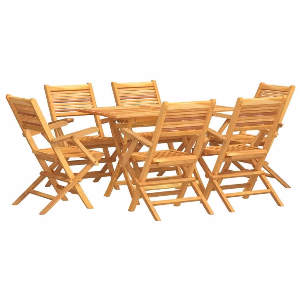 Berkfield Home 7 Piece Teak Wood Garden Dining Set in Brown – 2