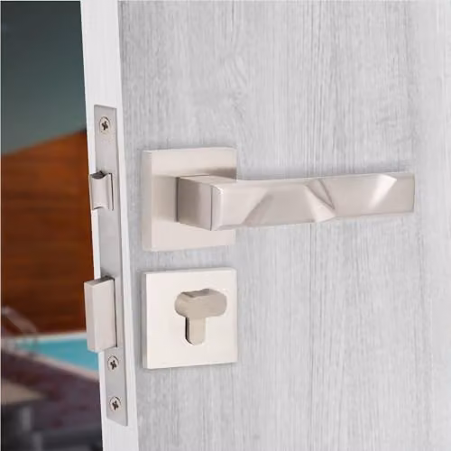 Golden Grace Nova Euro Lock Door Handles, Silver Nickel Plated, 70mm Euro Thumbturn Lock Set – 2