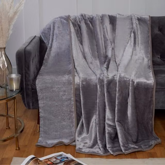 Rapport Home Silver Faux Fur Polyester Plain Throw, 150 cm