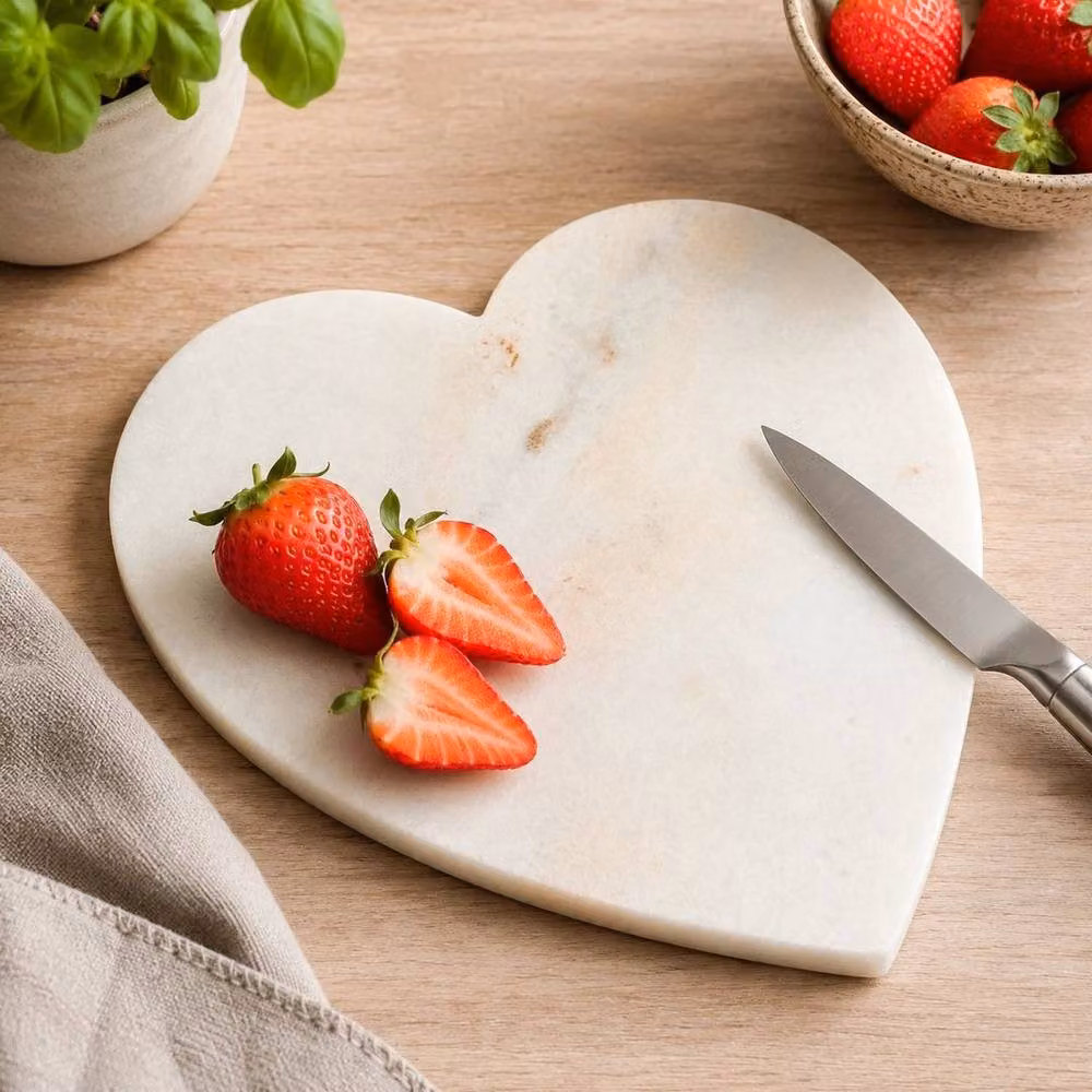 PAWNORA White Marble Heart Shaped Chopping Board – 2