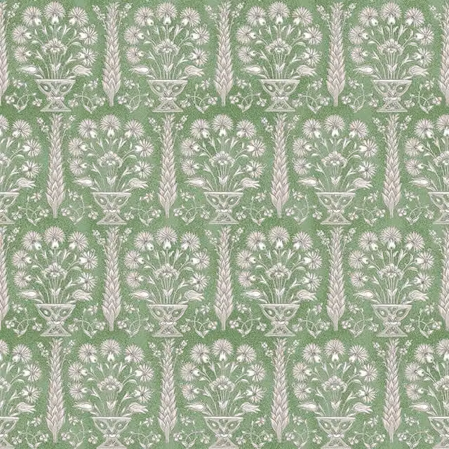 Fibre Naturelle Athens Floral Cotton Fabric in Green