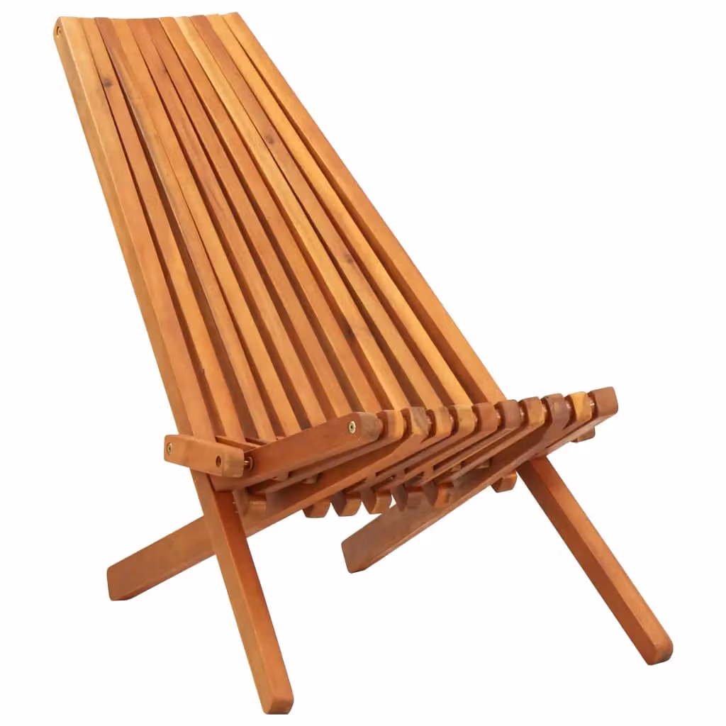 Berkfield Home Set of 2 Folding Outdoor Lounge Chairs in Brown Solid Acacia Wood – 2