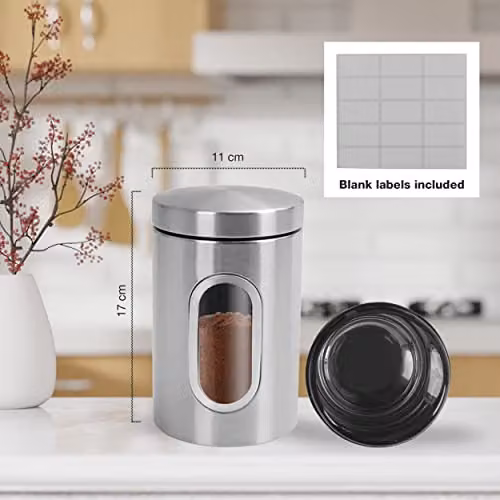 Top 3 Silver Stainless Steel 3 Piece Kitchen Canister Set with Airtight Lids for Tea, Coffee and Sugar – 2