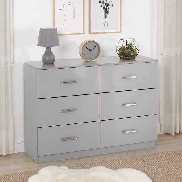 Seconique Dakota 6 Drawer Chest in Grey