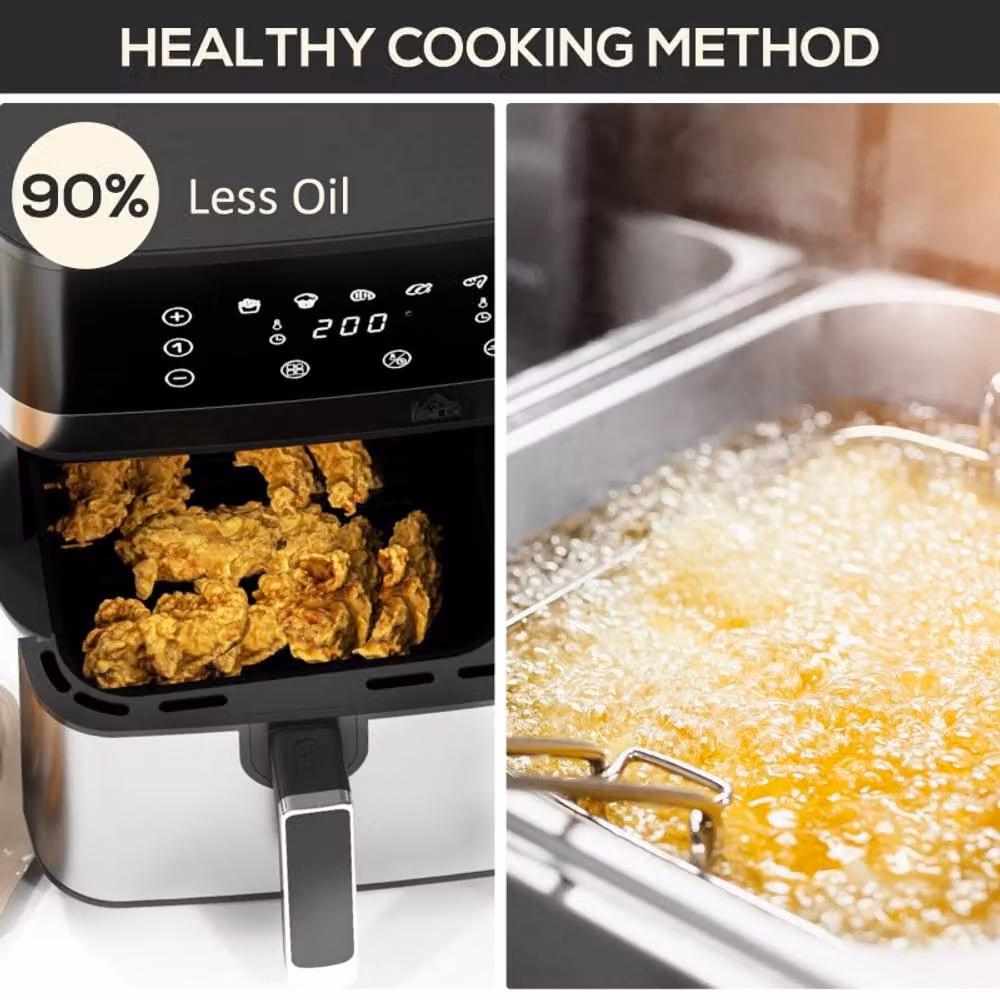 Rolipo 8.5L Dual Basket Air Fryer in Black Stainless Steel – 6