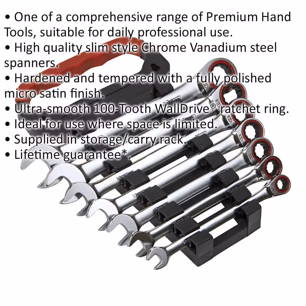 Loops 7pc Premium Combination Ratchet Spanner Set, 12 Point Metric Socket, Chrome Vanadium and Stainless Steel, Silver and Multicolour – 2