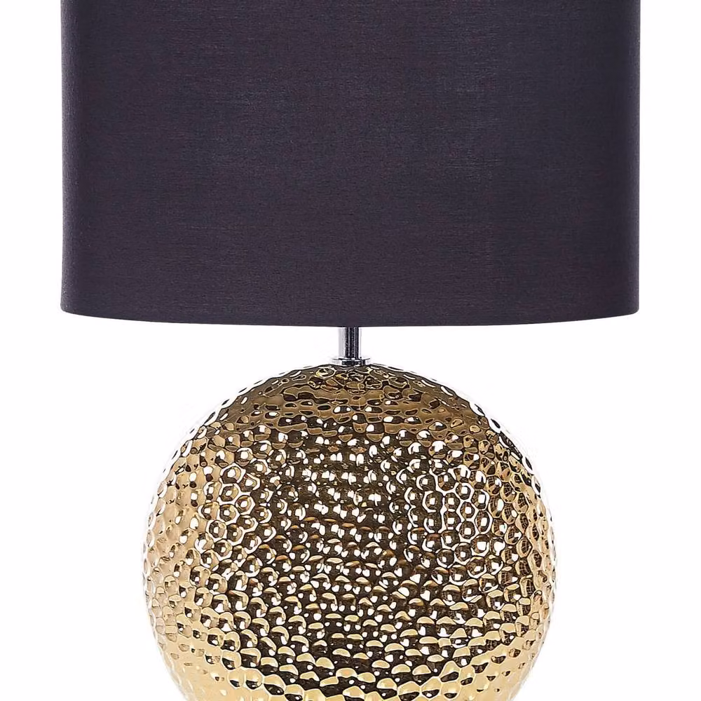 Wyld and Coco Gold Ceramic Table Lamp with Fabric Shade – 2