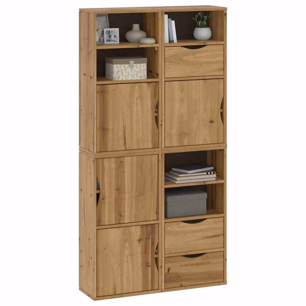 Berkfield Home ODDA Side Cabinets, Set of 4, Brown Solid Wood Pine, W/D/H: 40 x 24 x 79 cm – 3