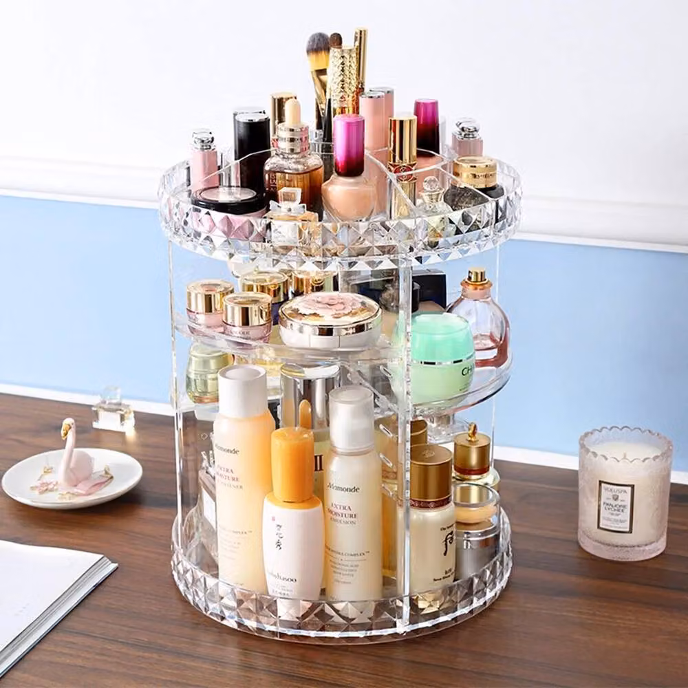 FORGEVIO Clear Acrylic Plastic Storage Rack Holder Stand, W: 50.0 cm, D: 34.0 cm – 2
