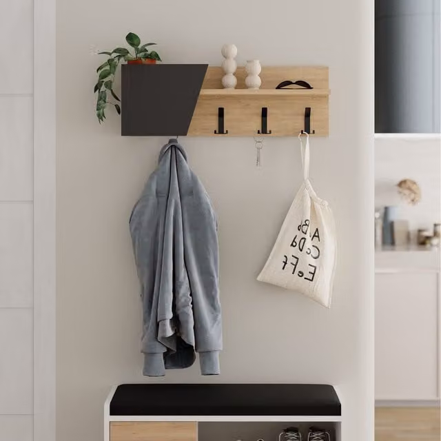 Decortie Eleva Modern Wall Mounted Coat Hanger in Matt Anthracite Grey