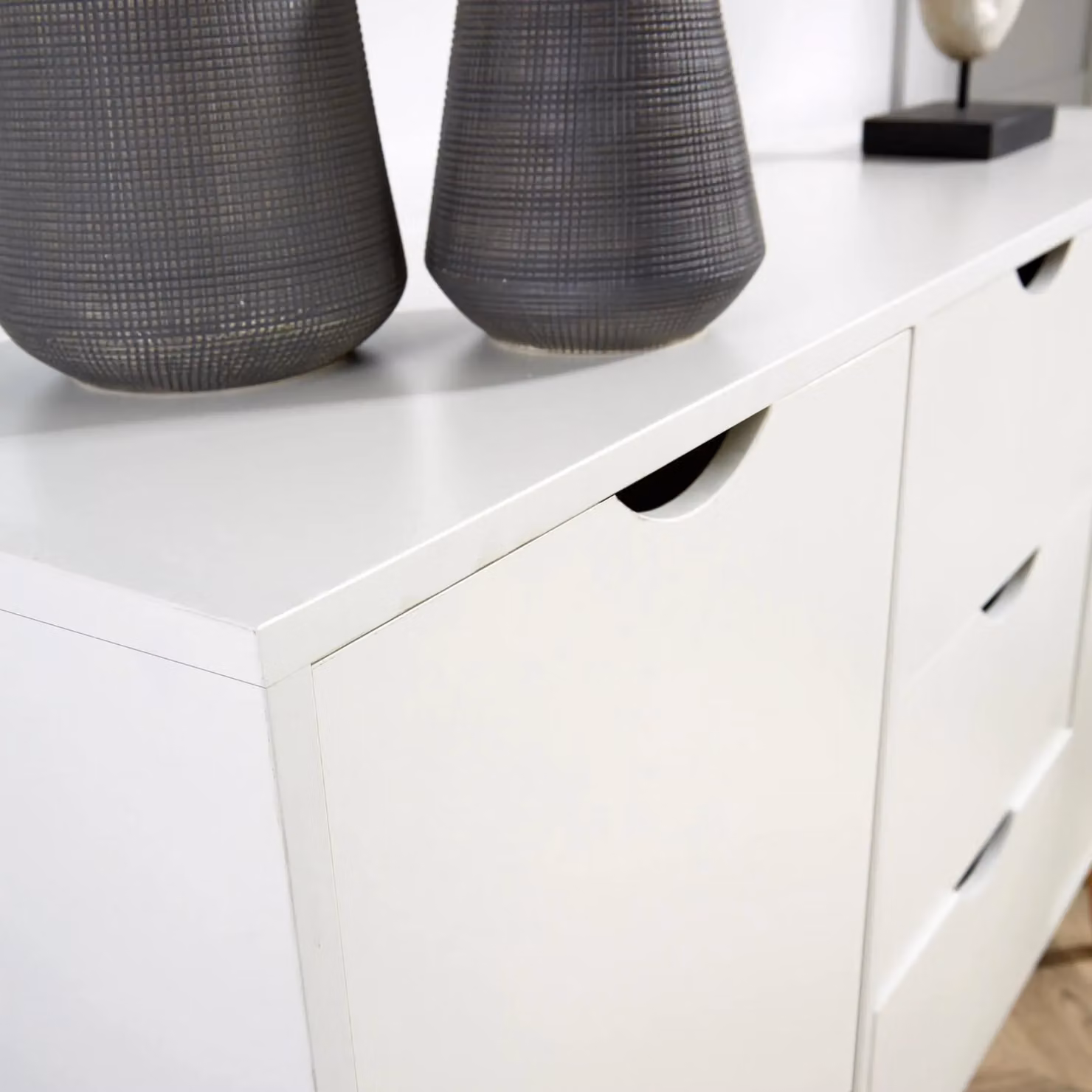 Home Source Boden 3 Drawer 2 Door Sideboard Unit in White – 2