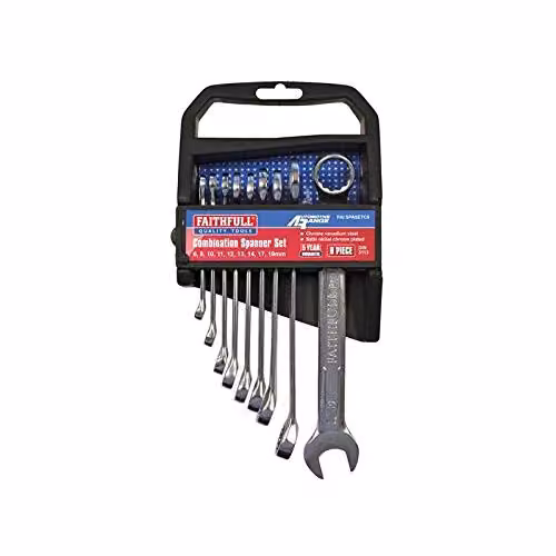Faithfull 8 Piece Chrome Vanadium Combination Spanner Set in Silver – 1