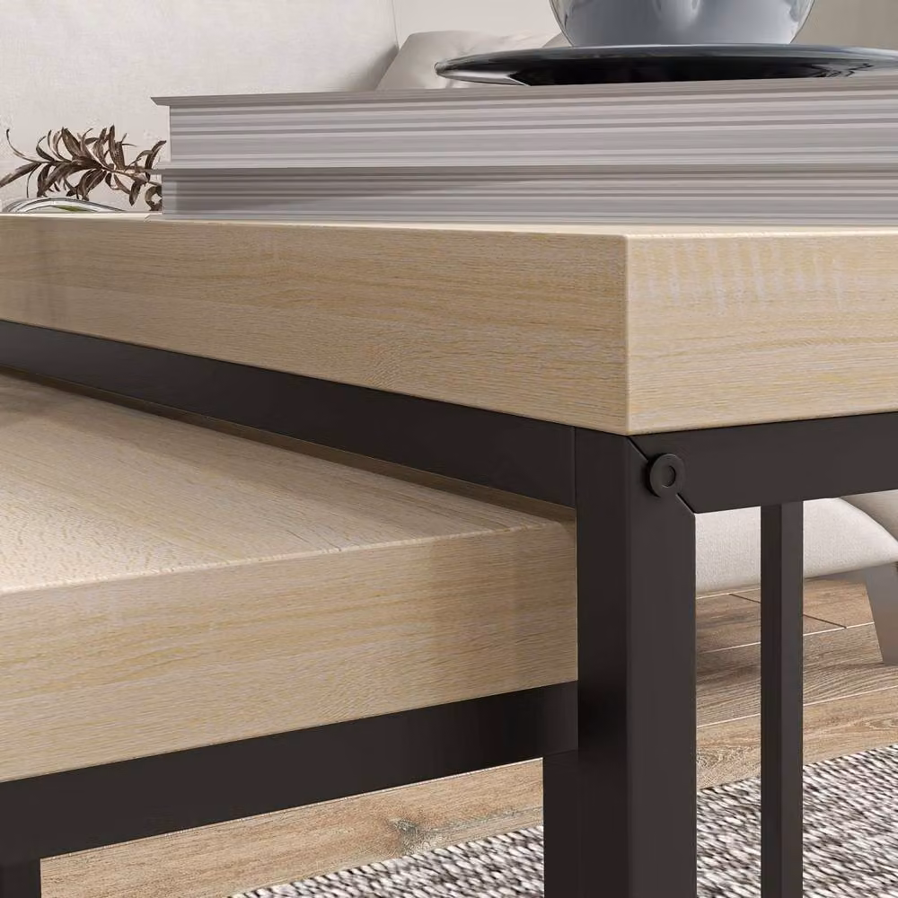 Wyld Haus Vattesa Set of 2 Nesting Coffee Tables in Light Oak Effect – 5
