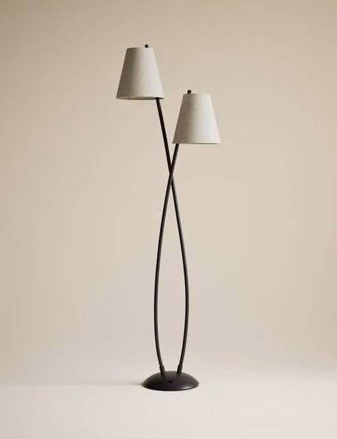 M&S Rechargeable Curved Double Floor Lamp in Black