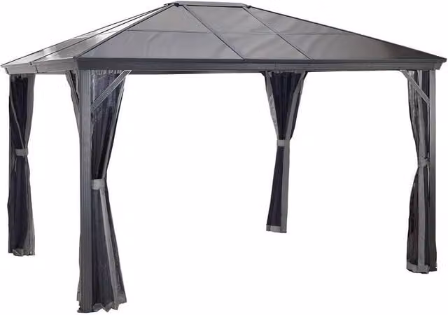 Sojag Verona Aluminium Garden Gazebo in Black, W: 297 cm, D: 362 cm, H: 261 cm