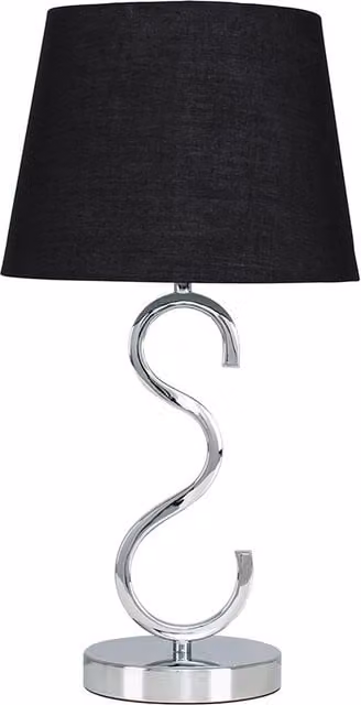 ValueLights Cabonna Modern Touch Table Lamp in Polished Chrome and Silver with Black Cone Shade, Height: 34.5 cm