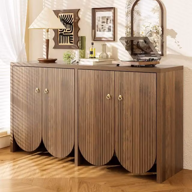 STILVORA Modern Sideboard with Adjustable Shelves in Brown Walnut Look