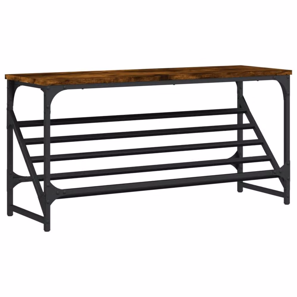 Berkfield Home Smoked Oak Shoe Rack in Brown, W/D/H: 90 x 30 x 45 cm – 3