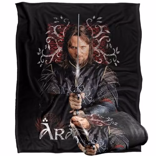 LOGOVISION Lord of the Rings Return of the King Aragorn Silky Touch Super Soft Fleece Throw Blanket, Multicolour, W: 127 cm x H: 152.4 cm