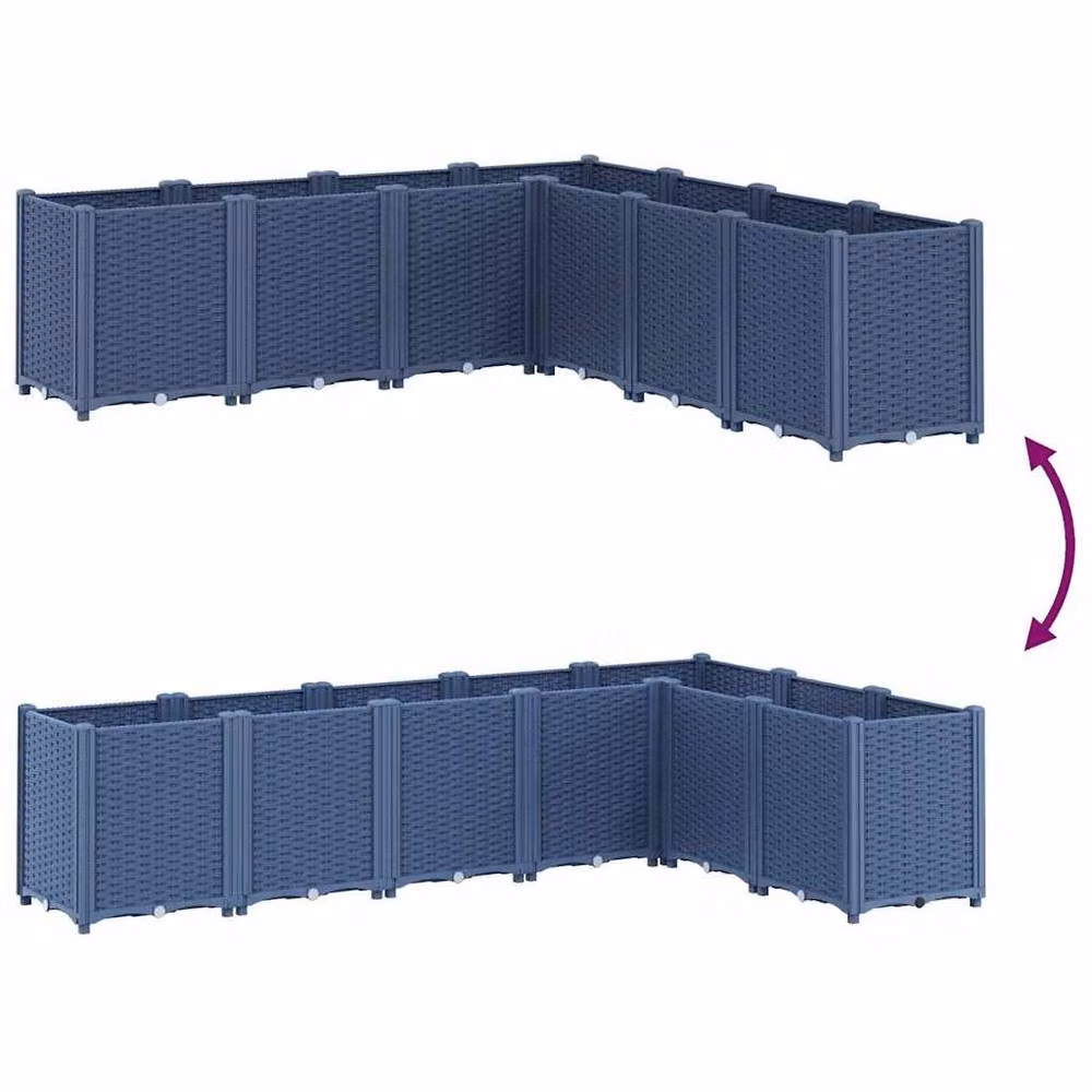 Berkfield Home Beautiful Garden Planter Tub in Blue and Grey, W: 160 cm, D: 160 cm, H: 53 cm – 4