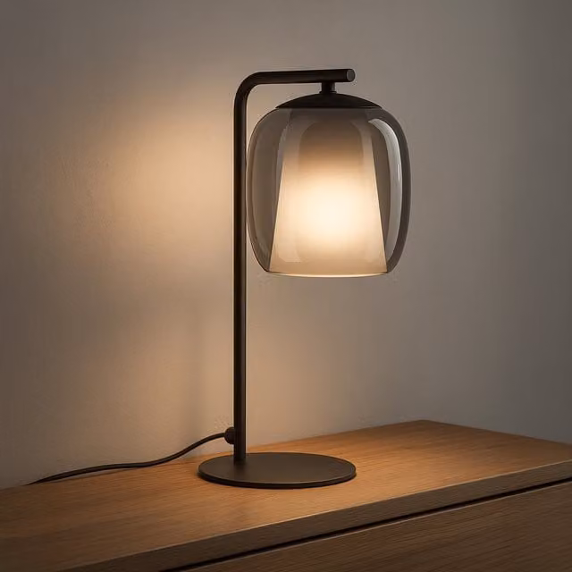 Eglo Ciampino Modern LED Glass Table Lamp in Black and Transparent