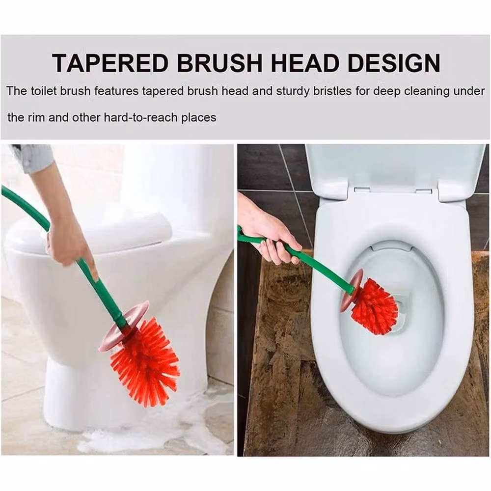 Kelvenix Red Freestanding Plastic Toilet Brush and Holder Set – 3